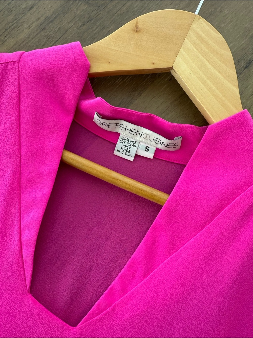 Gretchen Jones 100% Silk Hot Pink High-Low Tunic Dress Sz S USA Made - Picture 4 of 5